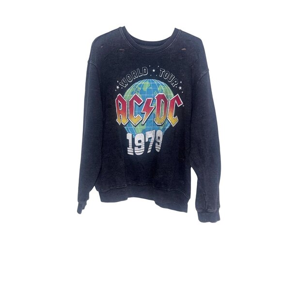 AC/DC Tops - Ac/Dc World Tour 1979 Vintage Distressed Rock Band Sweatshirt